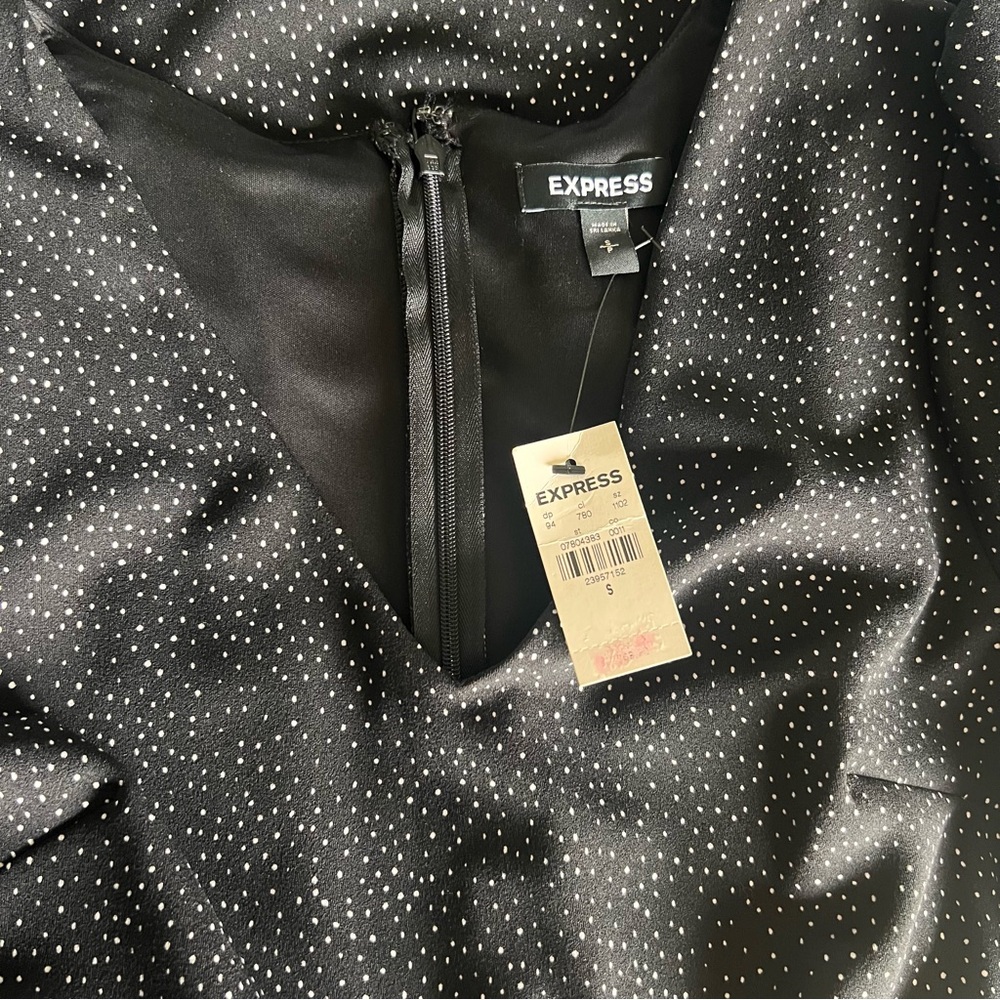 Black & White Polka Dot Front Tie Dress - Picture 6 of 6
